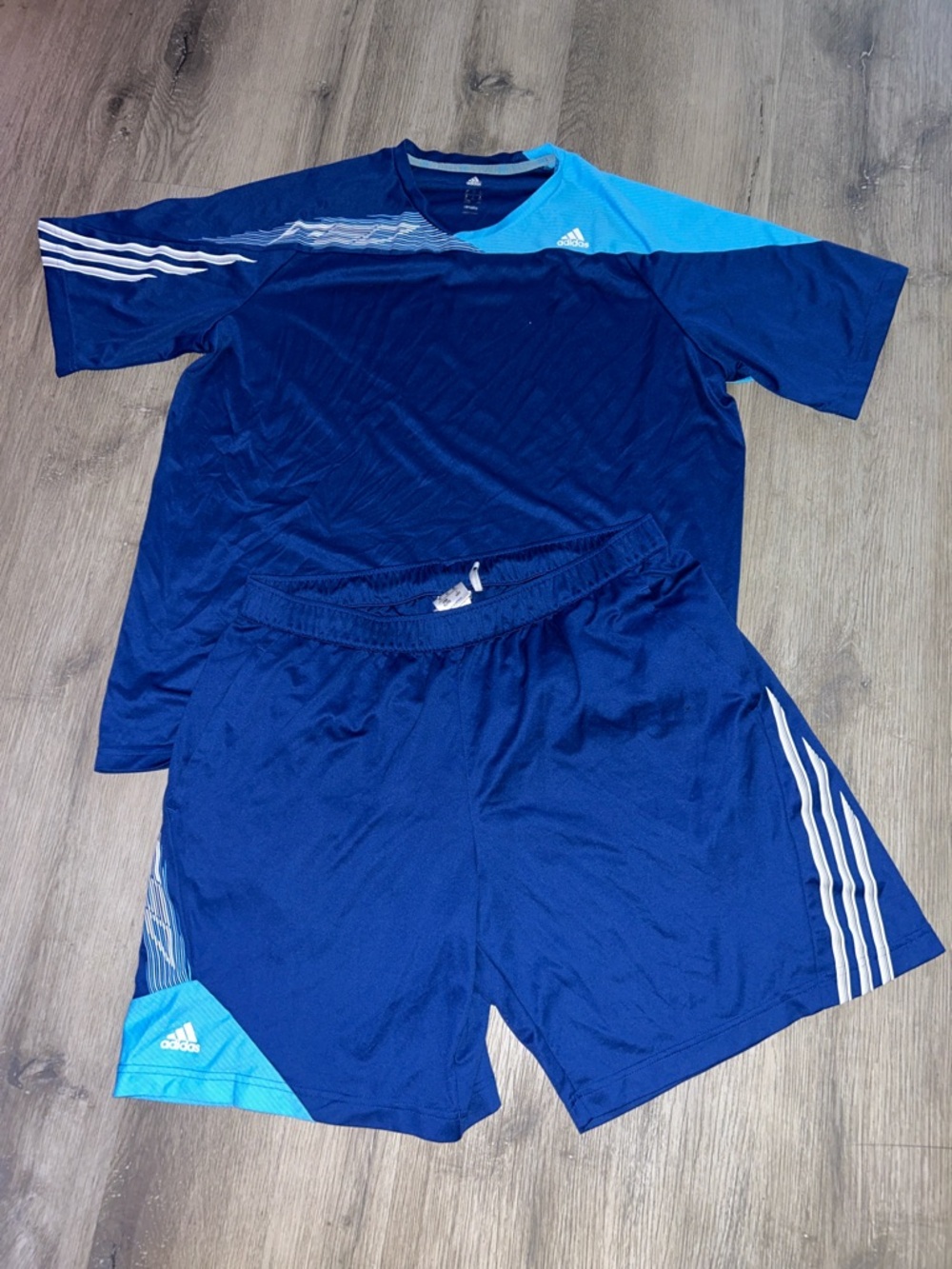 Men’s Adidas Blue Athletic Jersey and Shorts Set